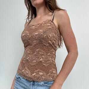 Josie Vintage brown lace cami top